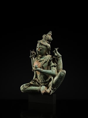 Lot 473 - A MAGNIFICENT BRONZE FIGURE OF VAJRASATTVA OR AVALOKITESHVARA, KEDIRI TO SINGHASARI KINGDOM, JAVA, 12TH-13TH CENTURY