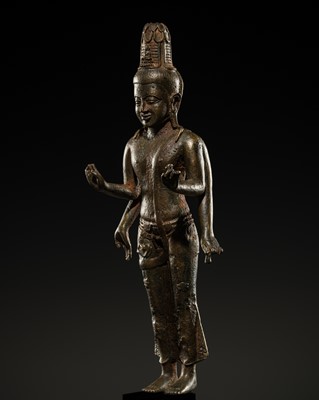 Lot 468 - A LARGE BRONZE FIGURE OF AVALOKITESHVARA, SRIVIJAYA EMPIRE, 9TH-10TH CENTURY