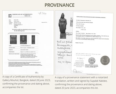 Lot 16 - A LARGE AND IMPORTANT POLISHED GRAY SCHIST FIGURE OF BUDDHA SHAKYAMUNI, ANCIENT REGION OF GANDHARA, SWAT VALLEY, 2ND-4TH CENTURY
