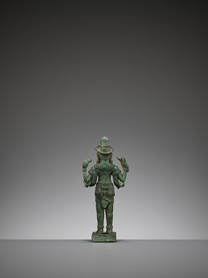 Lot 716 - A KHMER BRONZE FIGURE OF AVALOKITESHVARA, ANGKOR PERIOD