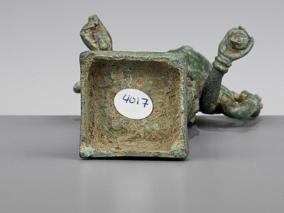 Lot 716 - A KHMER BRONZE FIGURE OF AVALOKITESHVARA, ANGKOR PERIOD