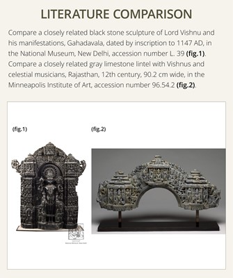 Lot 18 - A BLACK STONE ARCH FROM THE PRABHATORANA OF A VISHNU STELE, GAHADAVALA DYNASTY, INDIA, 11TH-12TH CENTURY