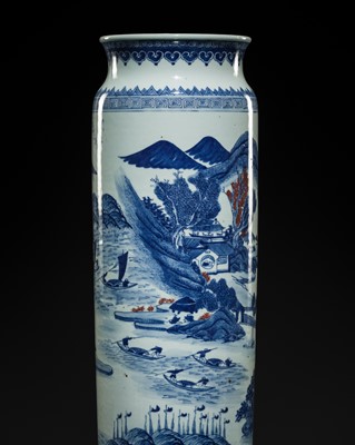 Lot 34 - A RARE BLUE AND COPPER RED SLEEVE VASE, QING DYNASTY