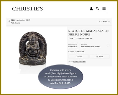 Lot 450 - A SINO-TIBETAN BLACK STONE FIGURE OF PANJARANATA MAHAKALA, 17TH CENTURY