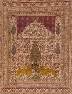 Lot 30 - A FINE KALAMKARI 'TREE OF LIFE' COTTON PANEL, PERSIA, 19TH CENTURY