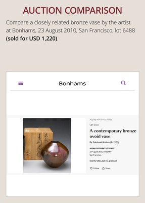 TAKAHASHI KEITEN: A FINE BRONZE FLOWER VASE