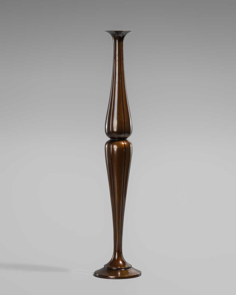 Lot 1545 - NORIO ASANO: A SLENDER BRONZE SINGLE FLOWER VASE