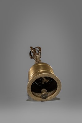 A SET COMPRISING A BRONZE KONGOBAN (RITUAL TRAY), A BELL AND THREE VAJRA