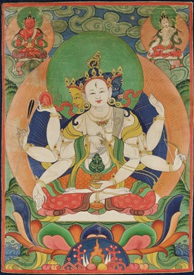 Lot 602 - A THANGKA OF USHNISHAVIJAYA, 19TH CENTURY