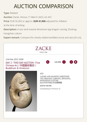 A RARE AND LARGE TURQUOISE MATRIX ‘PIG DRAGON’ PENDANT, ZHULONG, LATE NEOLITHIC PERIOD, HONGSHAN CULTURE