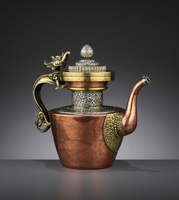 Lot 453 - A COPPER EWER AND COVER, QING DYNASTY