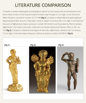 Lot 255 - AN EXCEEDINGLY RARE GOLD FIGURE OF HERCULES RIDING A LION, CENTRAL ASIA, PROBABLY BACTRIAN, CIRCA 1ST-2ND CENTURY AD