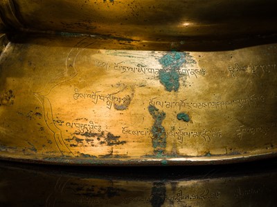 Lot 20 - A VERY LARGE AND EXCEPTIONALLY RARE GILT-BRONZE FIGURE OF GREEN TARA, TIBET, CIRCA 16TH-18TH CENTURY