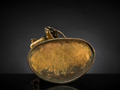Lot 20 - A VERY LARGE AND EXCEPTIONALLY RARE GILT-BRONZE FIGURE OF GREEN TARA, TIBET, CIRCA 16TH-18TH CENTURY