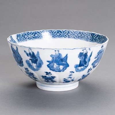 A BLUE AND WHITE PORCELAIN ‘IMMORTALS’ BOWL, KANGXI