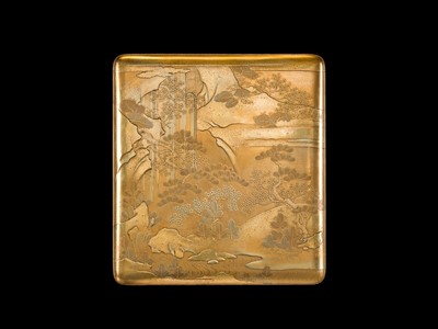 Lot 210 - A MAGNIFICENT MATCHING GOLD LACQUER SET OF A SUZURIBAKO (WRITING BOX) AND A BUNDAI (WRITING DESK)