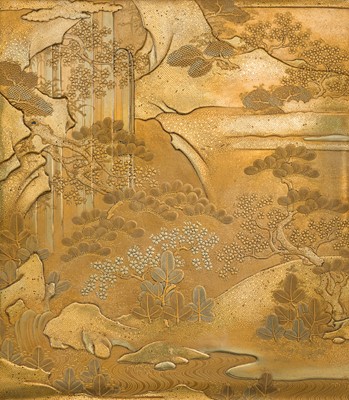 Lot 210 - A MAGNIFICENT MATCHING GOLD LACQUER SET OF A SUZURIBAKO (WRITING BOX) AND A BUNDAI (WRITING DESK)