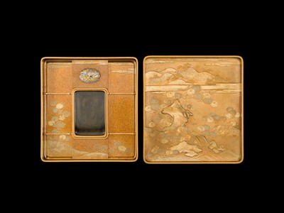 Lot 210 - A MAGNIFICENT MATCHING GOLD LACQUER SET OF A SUZURIBAKO (WRITING BOX) AND A BUNDAI (WRITING DESK)