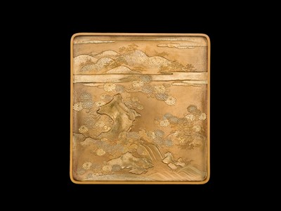 Lot 210 - A MAGNIFICENT MATCHING GOLD LACQUER SET OF A SUZURIBAKO (WRITING BOX) AND A BUNDAI (WRITING DESK)