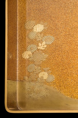 Lot 210 - A MAGNIFICENT MATCHING GOLD LACQUER SET OF A SUZURIBAKO (WRITING BOX) AND A BUNDAI (WRITING DESK)