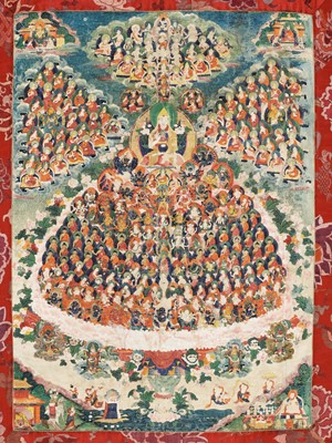 Lot 594 - A THANGKA OF A GELUGPA REFUGE FIELD, 19TH CENTURY