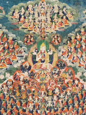 Lot 594 - A THANGKA OF A GELUGPA REFUGE FIELD, 19TH CENTURY