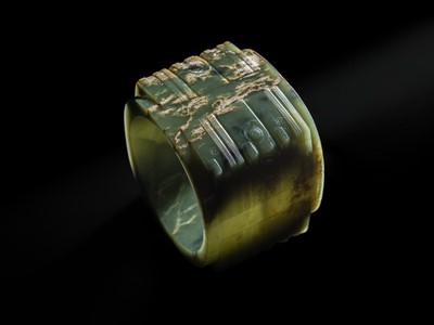 Lot 114 - AN IMPORTANT AND EXTREMELY RARE GREEN JADE THREE-TIERED CONG, NEOLITHIC PERIOD, LIANGZHU CULTURE