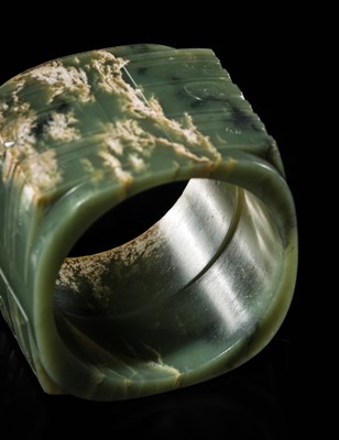 Lot 114 - AN IMPORTANT AND EXTREMELY RARE GREEN JADE THREE-TIERED CONG, NEOLITHIC PERIOD, LIANGZHU CULTURE