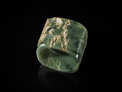 Lot 114 - AN IMPORTANT AND EXTREMELY RARE GREEN JADE THREE-TIERED CONG, NEOLITHIC PERIOD, LIANGZHU CULTURE