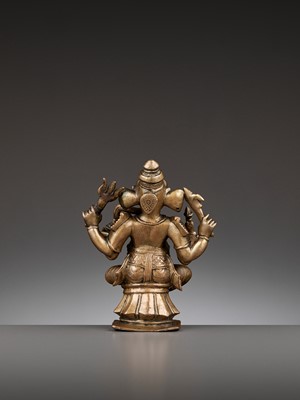 Lot 747 - AN INDIAN BRONZE FIGURE OF GANESHA, 17TH-18TH CENTURY