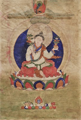 Lot 596 - A THANGKA OF MILAREPA, 18TH-19TH CENTURY