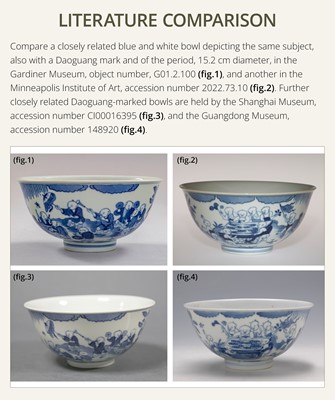 Lot 179 - A BLUE AND WHITE ‘SIXTEEN BOYS’ BOWL, DAOGUANG MARK AND PERIOD, PUBLISHED AND EXHIBITED, EX WEISHAUPT COLLECTION