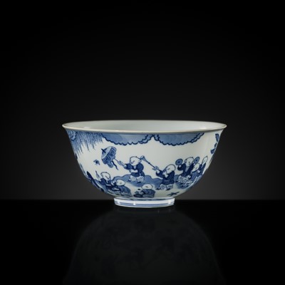 Lot 179 - A BLUE AND WHITE ‘SIXTEEN BOYS’ BOWL, DAOGUANG MARK AND PERIOD, PUBLISHED AND EXHIBITED, EX WEISHAUPT COLLECTION