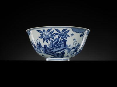 Lot 179 - A BLUE AND WHITE ‘SIXTEEN BOYS’ BOWL, DAOGUANG MARK AND PERIOD, PUBLISHED AND EXHIBITED, EX WEISHAUPT COLLECTION
