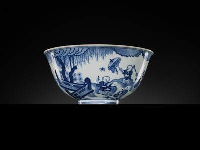 Lot 179 - A BLUE AND WHITE ‘SIXTEEN BOYS’ BOWL, DAOGUANG MARK AND PERIOD, PUBLISHED AND EXHIBITED, EX WEISHAUPT COLLECTION