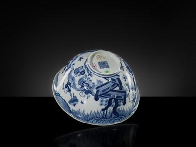 Lot 179 - A BLUE AND WHITE ‘SIXTEEN BOYS’ BOWL, DAOGUANG MARK AND PERIOD, PUBLISHED AND EXHIBITED, EX WEISHAUPT COLLECTION