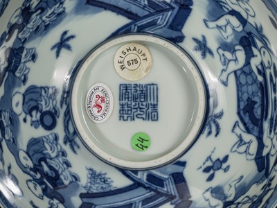 Lot 179 - A BLUE AND WHITE ‘SIXTEEN BOYS’ BOWL, DAOGUANG MARK AND PERIOD, PUBLISHED AND EXHIBITED, EX WEISHAUPT COLLECTION