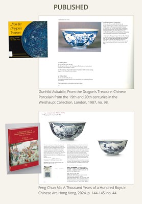 Lot 179 - A BLUE AND WHITE ‘SIXTEEN BOYS’ BOWL, DAOGUANG MARK AND PERIOD, PUBLISHED AND EXHIBITED, EX WEISHAUPT COLLECTION