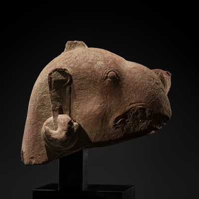 Lot 320 - A RED SANDSTONE HEAD OF GARUDA, MATHURA, KUSHAN PERIOD, CIRCA 3RD CENTURY