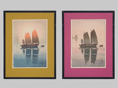 HIROSHI YOSHIDA: AN EXCEPTIONAL GROUP OF TWO PRINTS FROM THE SERIES INLAND SEA, WITH TOKU (SPECIAL) SEALS