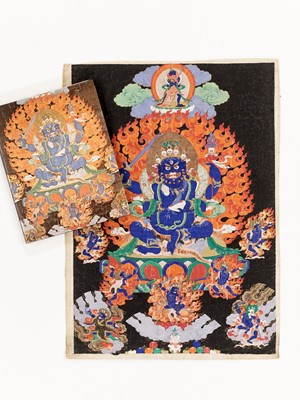 Lot 588 - A THANGKA OF CATURBHUJA MAHAKALA, 18TH- 19TH CENTURY