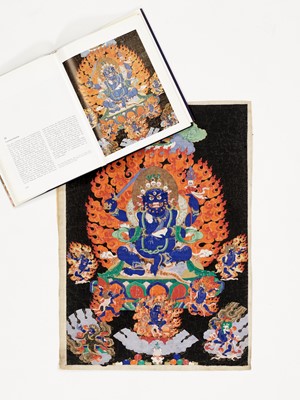 Lot 588 - A THANGKA OF CATURBHUJA MAHAKALA, 18TH- 19TH CENTURY