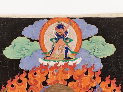 Lot 588 - A THANGKA OF CATURBHUJA MAHAKALA, 18TH- 19TH CENTURY