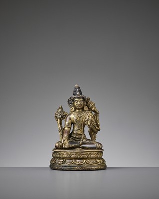 Lot 479 - A TIBETAN GILT BRONZE FIGURE OF MANJUSHRI