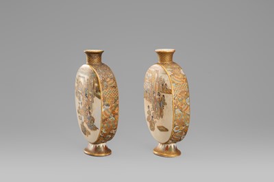 Lot 1569 - A PAIR OF SATSUMA EARTHENWARE MINIATURE VASES