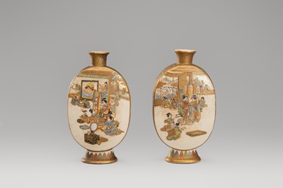Lot 1569 - A PAIR OF SATSUMA EARTHENWARE MINIATURE VASES