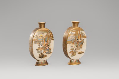 Lot 1569 - A PAIR OF SATSUMA EARTHENWARE MINIATURE VASES