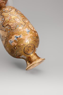 Lot 1571 - A PAIR OF SATSUMA EARTHENWARE MINIATURE VASES