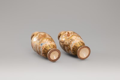 Lot 1571 - A PAIR OF SATSUMA EARTHENWARE MINIATURE VASES