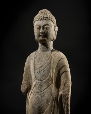 Lot 115 - A LARGE WHITE MARBLE FIGURE OF BUDDHA AMITĀBHA, NORTHERN QI DYNASTY